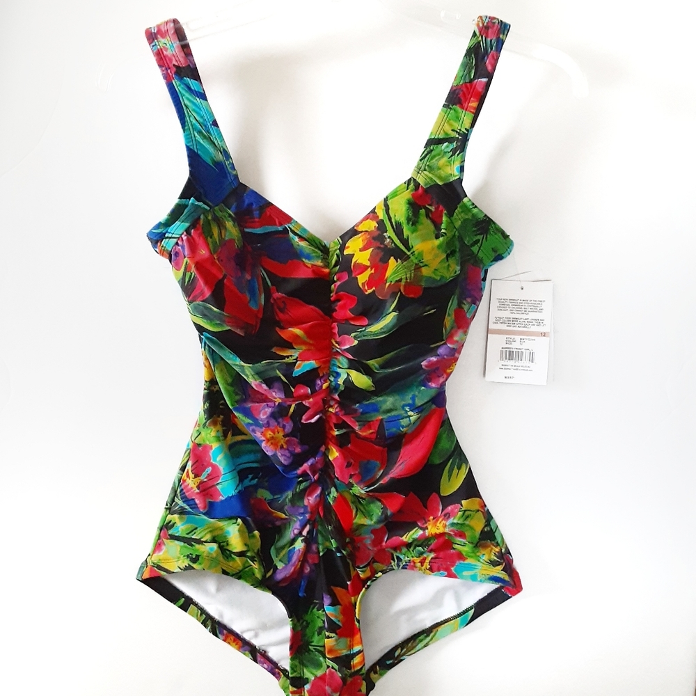 Maxine Of Hollywood Minimizer Shirred Swimsuit 12
